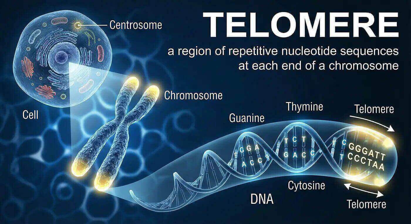 Telomeres protecting chromosome ends like protective caps on DNA strands
