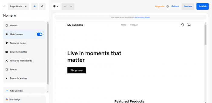Square Online builder ecommerce website