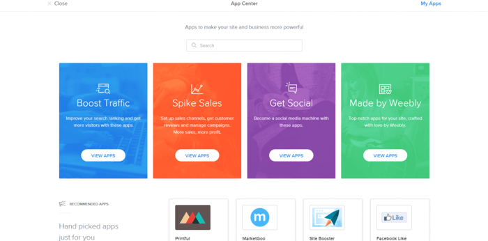 Weebly App Center integrations