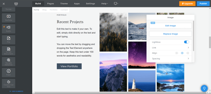 Weebly builder editing customization 