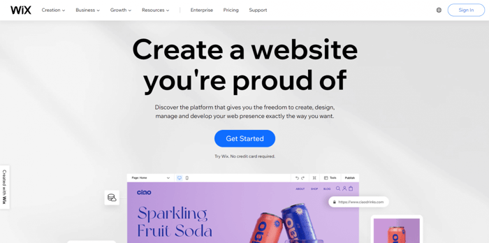 Wix website builder home page