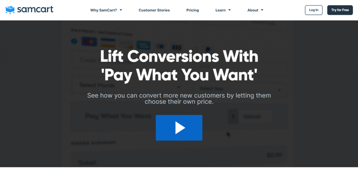 SamCart Pay What You Want