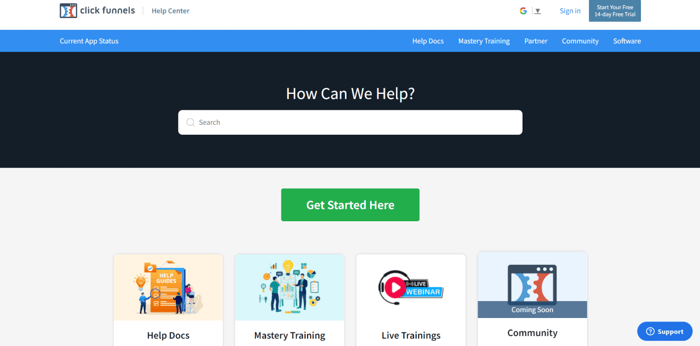 ClickFunnels help center customer support