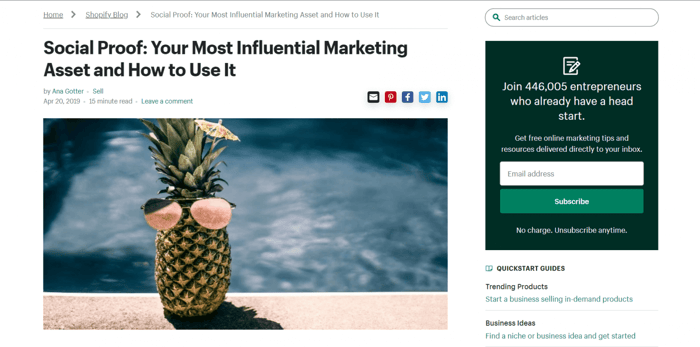 Shopify social proof blog