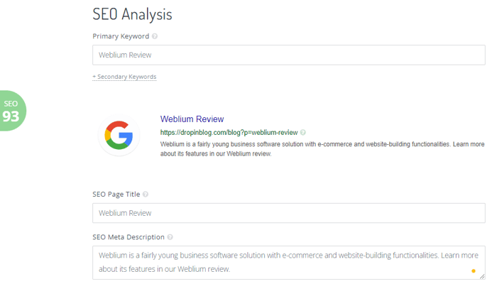 DropInBlog SEO Analyzer