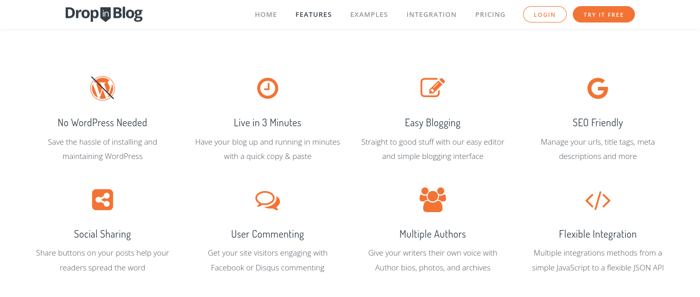 Alternative to WordPress: DropInBlog features