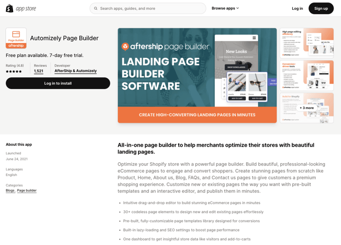 Automizely Page Builder Shopify Page