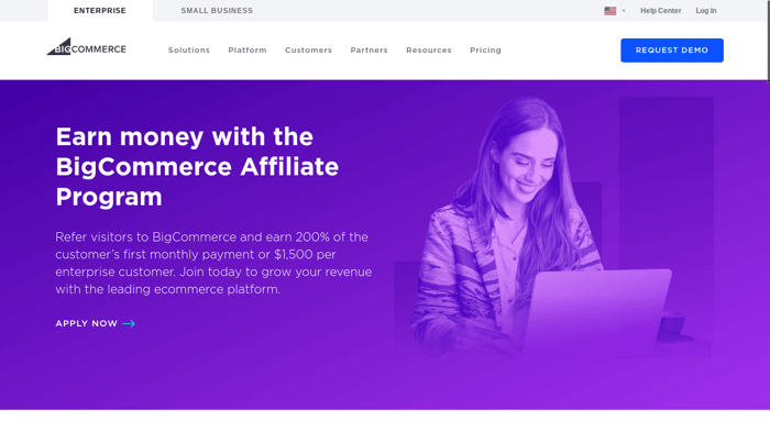 BigCommerce affiliate program: homepage