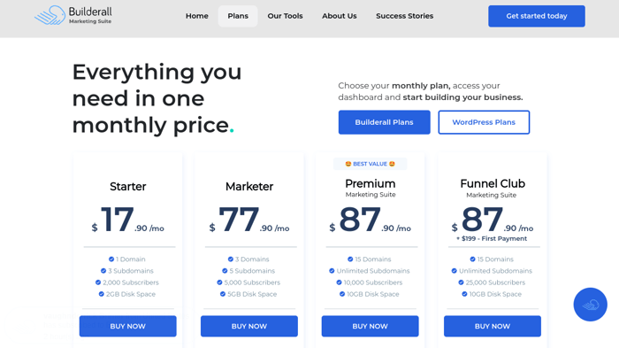 Builderall pricing