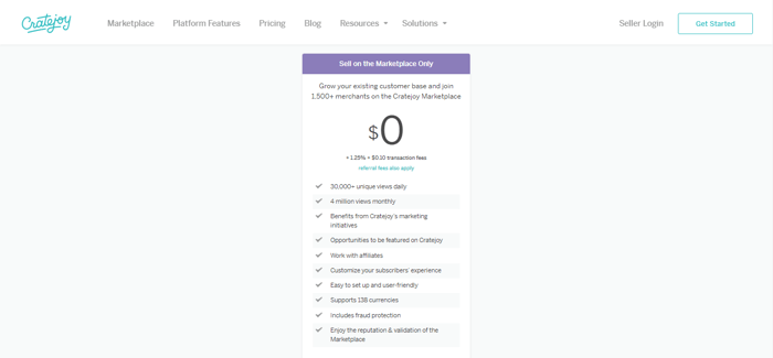 cratejoy pricing free plan