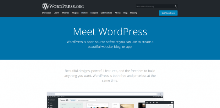 Duda vs WordPress: Wordpress home page