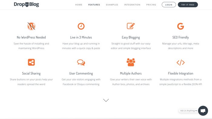 DropInBlog features
