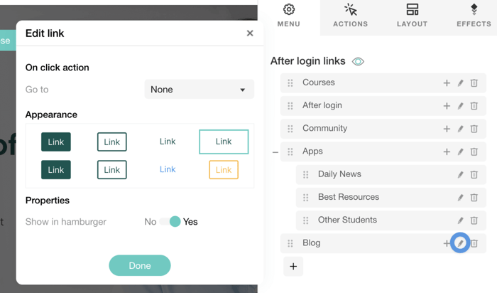 Edit Menu Item in LearnWorlds