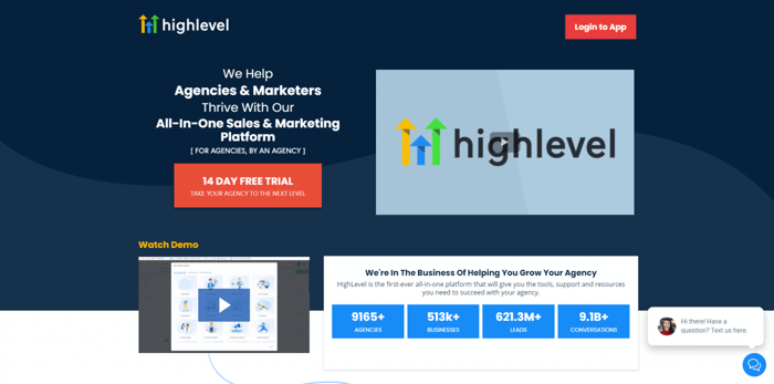HighLevel vs HubSpot: HighLevel home page