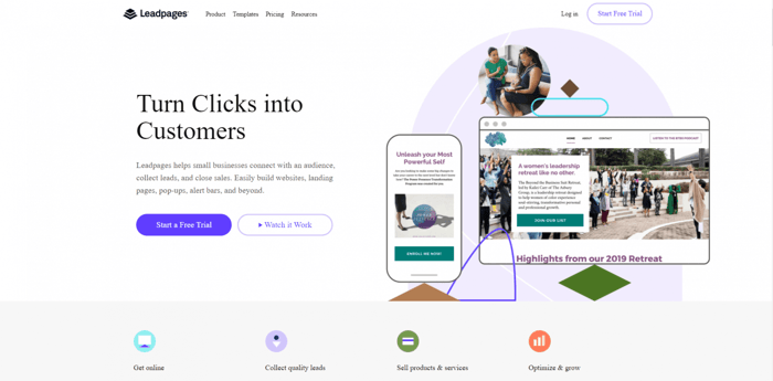 LeadPages home page