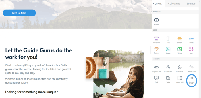 SamCart custom HTML