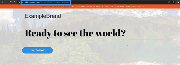 SamCart page full URL