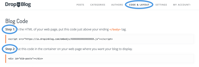 DropInBlog code and layout step1 and step2