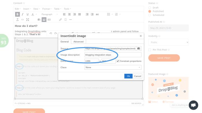images filenames for SEO: edit the image alt text