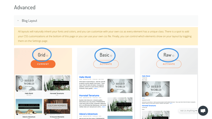 templates to choose from
