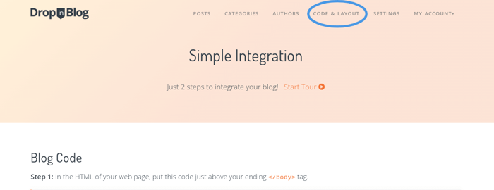 change the blog layout on duda: DropInBlog code and layout