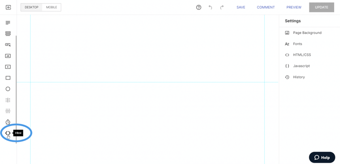 How to create a blog on Instapage: Add html Instapage