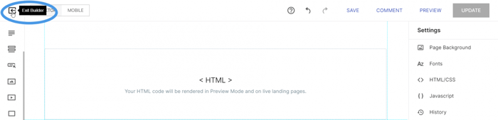 Exit page builder