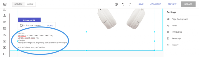 Recent post widget code