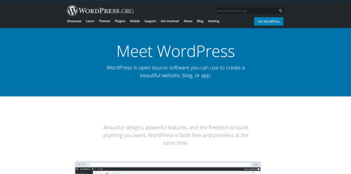WordPress home page