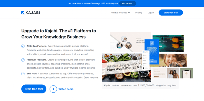 Kajabi pricing is Kajabi worth it: home page