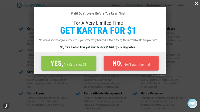 Kartra vs Kajabi: Kartra trial