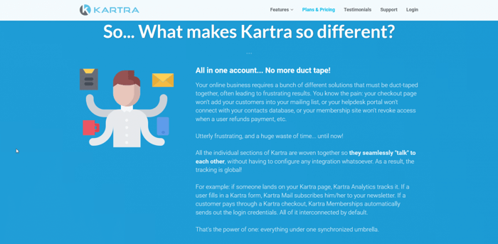 Kartra vs Kajabi: Kartra's home page
