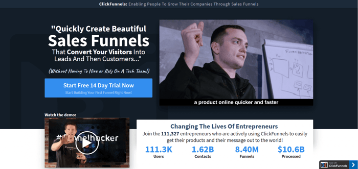 Clickfunnels home page