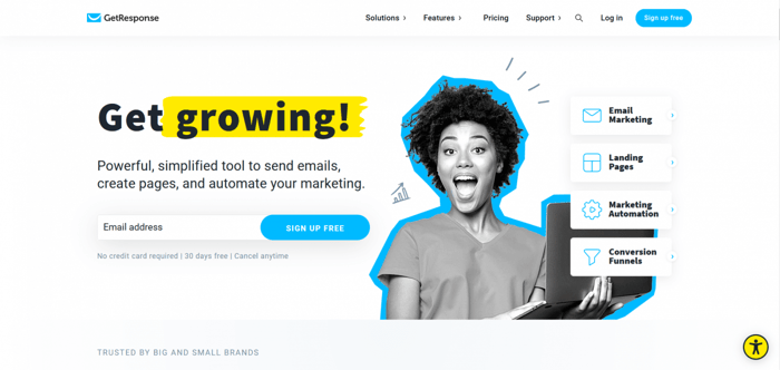 Getresponse home page