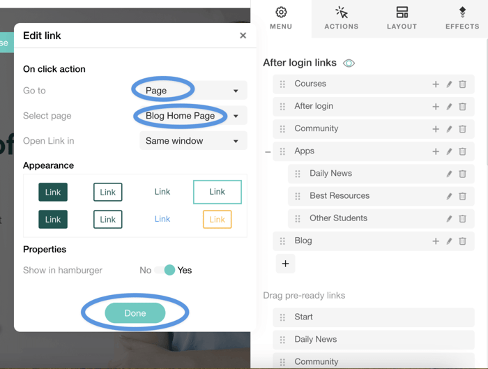 Link to the blog Page in LearnWorlds