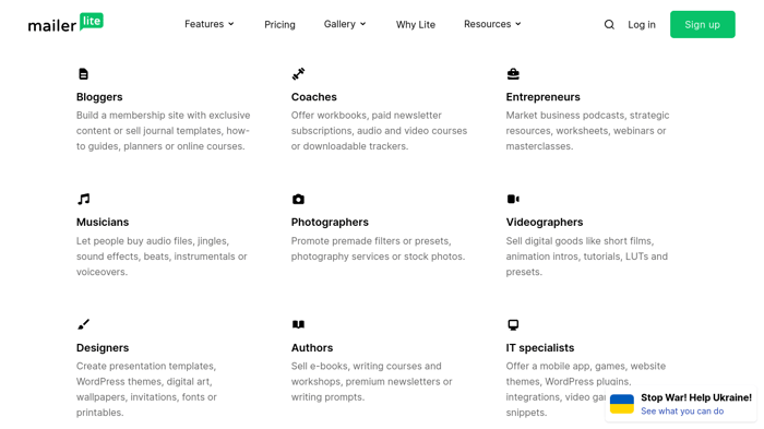 Mailerlite ecommerce features