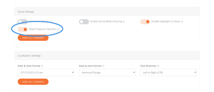 How to add the reading progress indicator