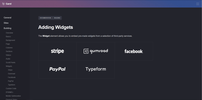 Carrd widgets