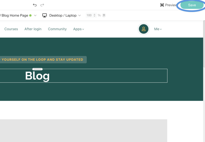 Save changes on LearnWorlds Blog