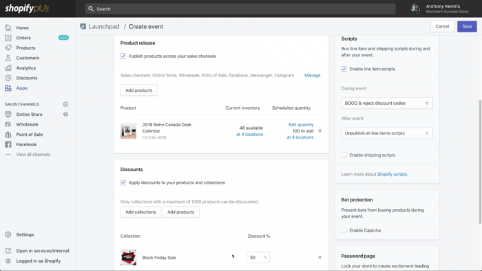 Shopify Plus Launchpad example