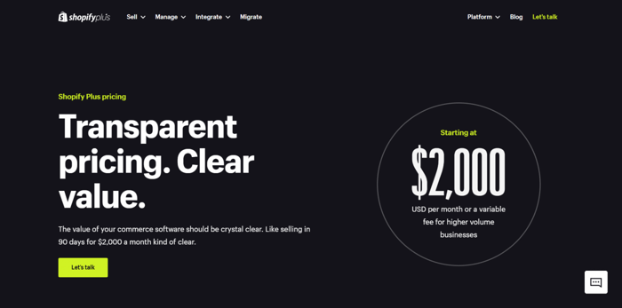 Shopify Plus pricing