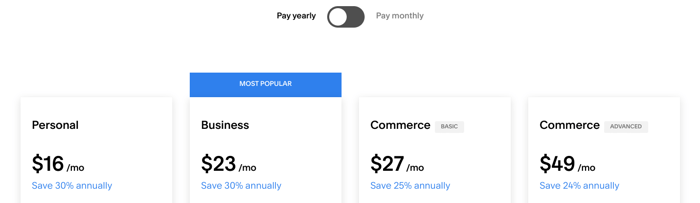 Shopify vs Squarespace: Squarespace pricing yearly