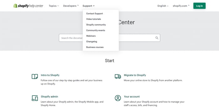 Shopify help center
