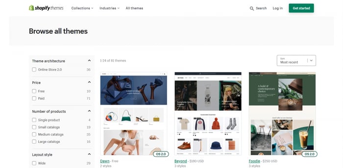 Shopify themes templates