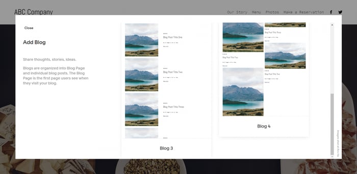 Squarespace blog page
