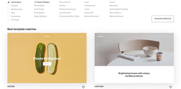 Squarespace online store templates ecommerce