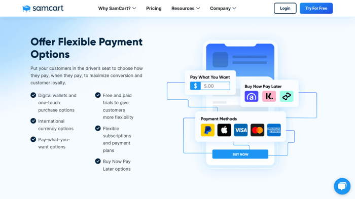 Samcart multiple billing options