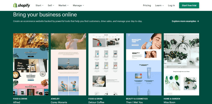 Shopify vs Wix: Shopify home page