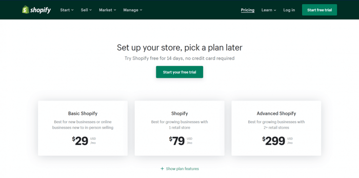 Shopify pricing