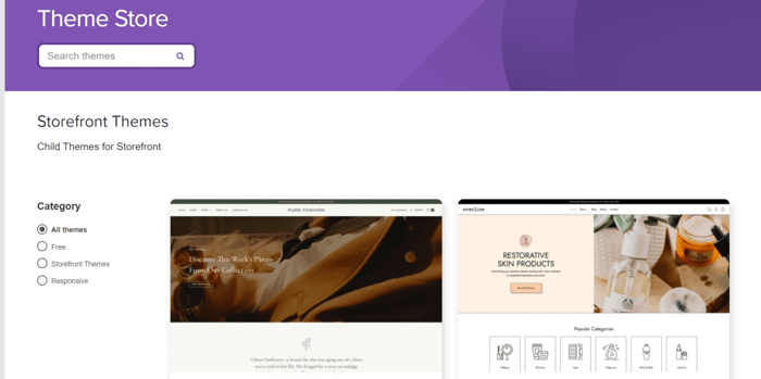 WooCommerce theme store